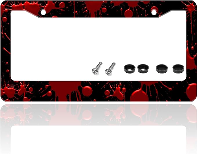 Red Blood Drop License Plate Frame Blood Spatter License Plate Holder by TINALUIN