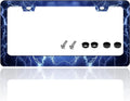 Blue Lightning License Plate Frame Funny Thunder License Plate Holder by TINALUIN