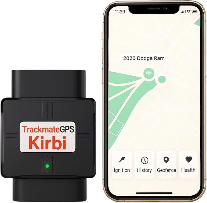 Kirbi OBD Tracker, GPS Tracker for Vehicles Real-Time Tracking, Worldwide by TrackmateGPS