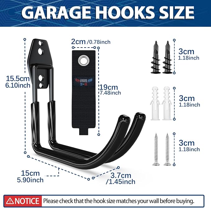 3-H Large Garden Hose Holder Wall Mount 4 Pack, Solid Steel Hose Hanger - Image 2