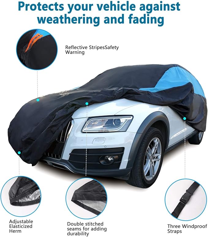 MORNYRAY Waterproof Car Cover All Weather Snowproof UV Protection Windproof - Image 2
