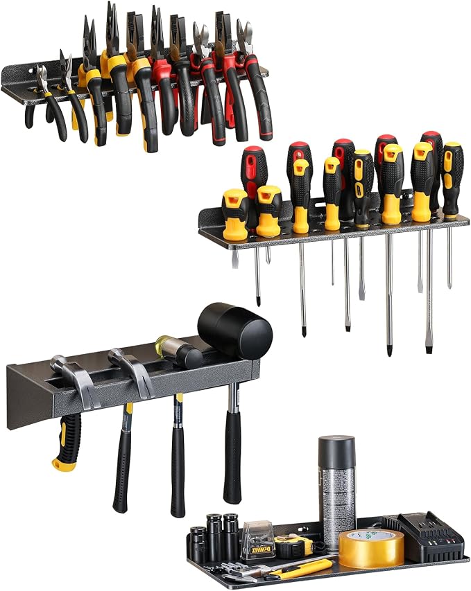 Wall Mount Screwdriver Organizer, Pliers Holder, Hammer Rack, 17x8.5-inch by FHXZH
