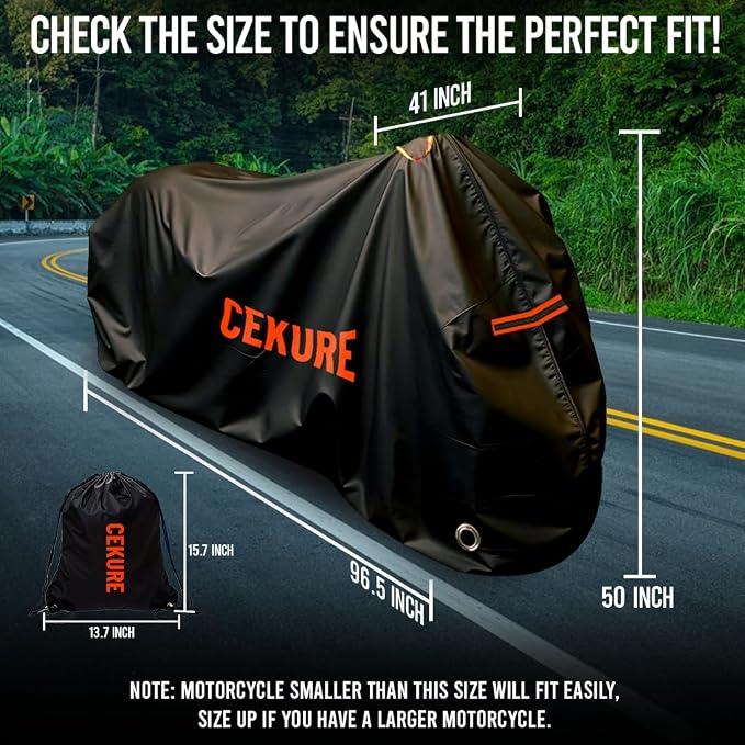 Your Ride! Heavy Duty Motorcycle Cover Waterproof Outdoor 210 Oxford Fabric - Image 2