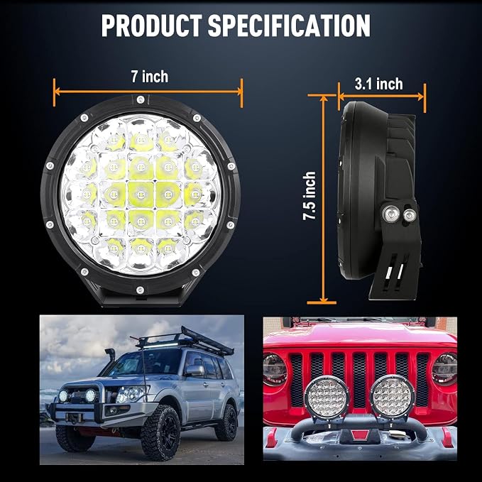 BIGLION.X Round LED Offroad Lights 7 Inch Super Bright Offroad Driving Spot - Image 4