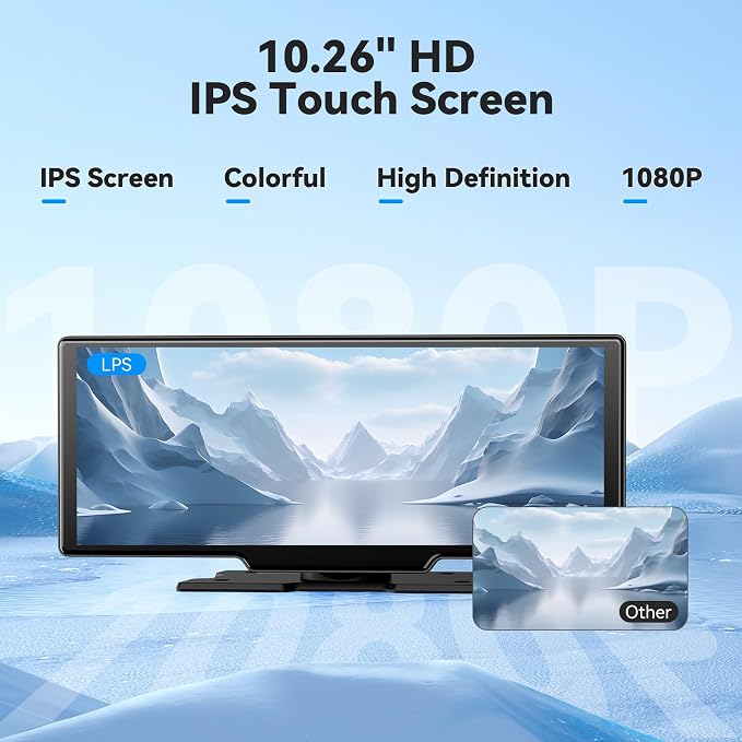 10.26" HD Wireless Car Stereo for Carplay & Android Auto, Portable Touch Screen - Image 3