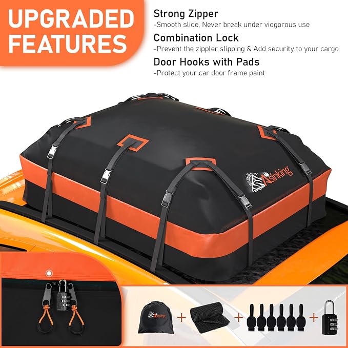 Asinking Car Roof Bag Rooftop top Cargo Carrier Bag 15 Cubic feet Waterproof - Image 2
