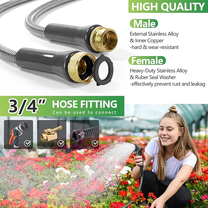 Short Garden Hose 3 Ft – Lightweight Leader Hose Extension-304 Stainless Steel - Image 3