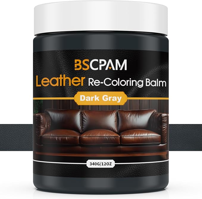 Dark Gray Leather Recoloring Balm, 12oz Leather Color Restorer by BSCPAM