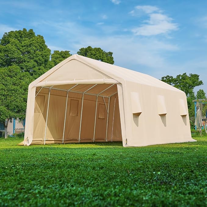 ADVANCE OUTDOOR 13x20 ft Carport 2 Roll up Doors & Vents Outdoor Portable - Image 8
