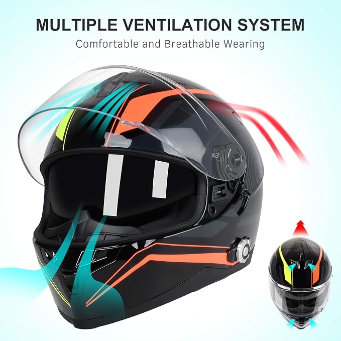 Bluetooth Motorcycle Helmet FreedConn BM12 DOT Full Face Bluetooth Helmets - Image 8