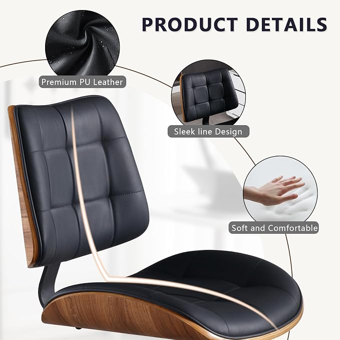 Home Office Desk Chair with Wheels, Adjustable Height Armless Office Chair - Image 7