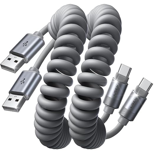 LISEN Coiled USB C Cable, 2 Pack by Lisen