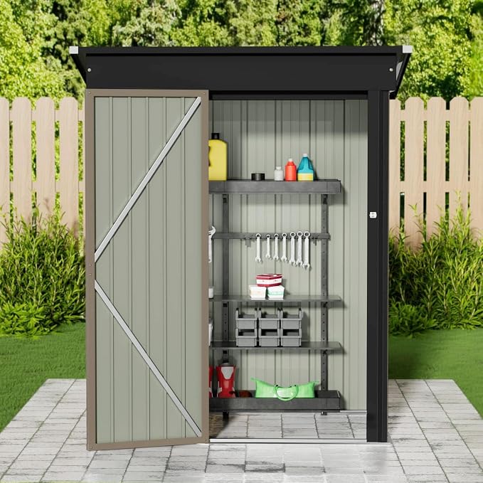 JUMMICO Metal Outdoor Storage Shed 5 x 3 FT Metal Shed - Image 8