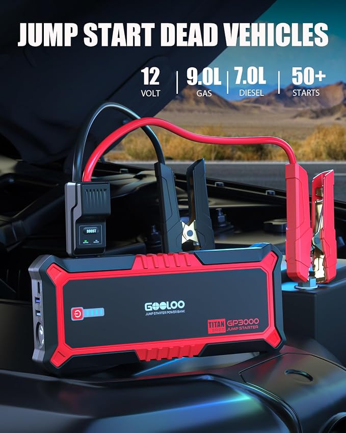GOOLOO Upgraded GP3000 Jump Starter 3000A Peak Car Starter 12V Jump Box Auto - Image 2