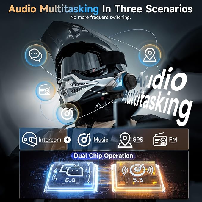 Moman Motorcycle Intercom, H2E Eagle-Like Helmet Headset Communication System - Image 2