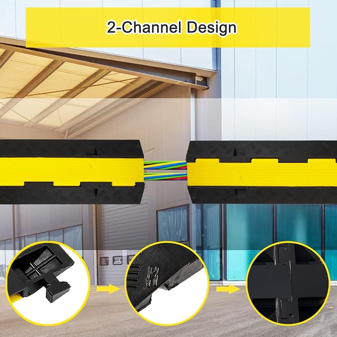 CXRCY Cable Ramp 3 Pack 2 Channel 11000lbs axle Capacity Floor Cord Cable - Image 5