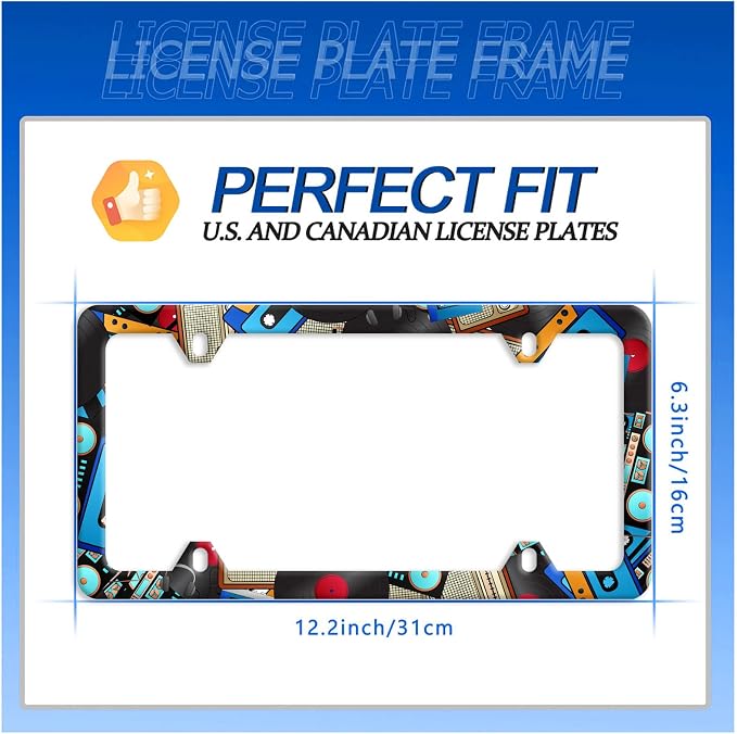 Music License Plate Frame Retro Music Cassettes License Plate Stainless Steel - Image 7