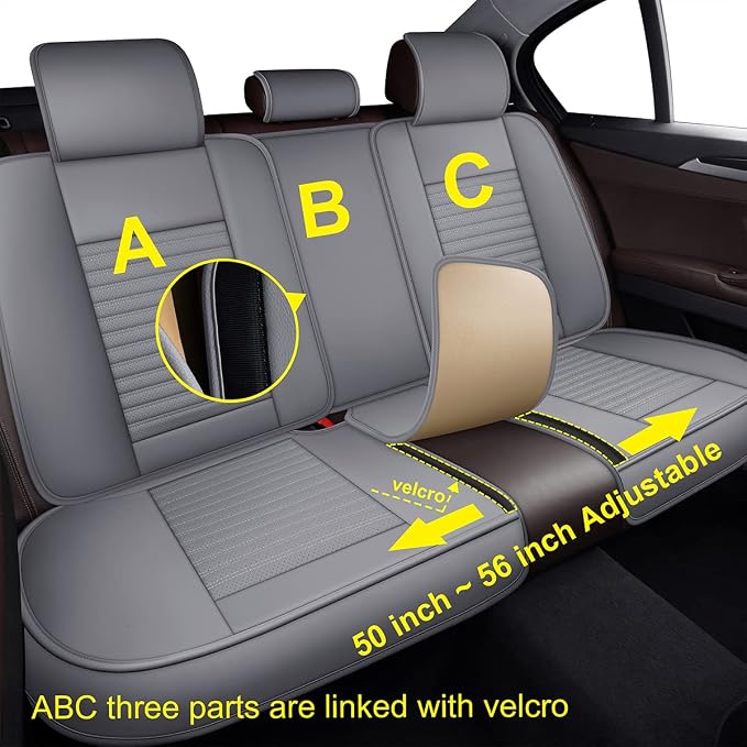 LINGVIDO Car Seat Covers, Breathable and Waterproof Faux Leather Automotive - Image 4