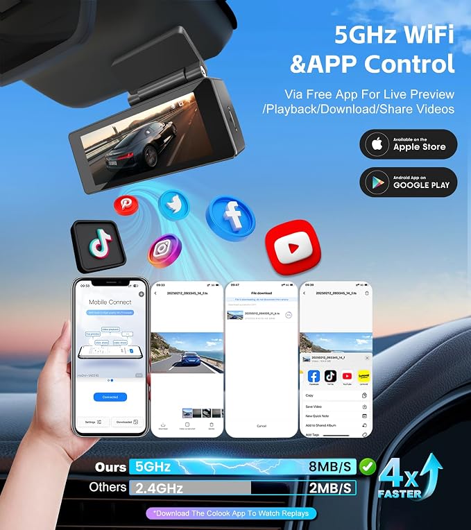 4K+2K Dash Cam Front and Rear, Dash Camera - Image 4