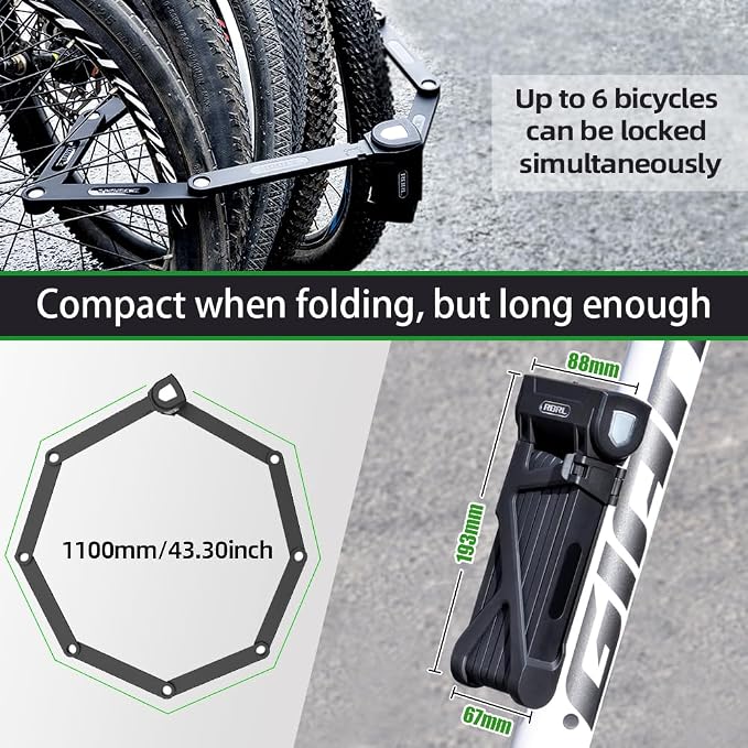 RBRL Folding Bike Lock, 3.6ft Heavy Duty Anti Theft, Hardened Steel 8mm Chain - Image 5