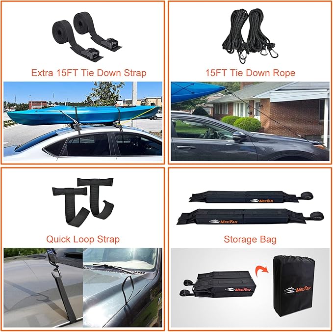 MeeFar Universal Car Soft Roof Rack Pads Luggage Carrier System - Image 4