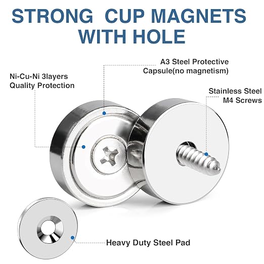 MIKEDE Round Magnets with Hole, 40LB Strong Rare Earth Magnets Heavy Duty - Image 4