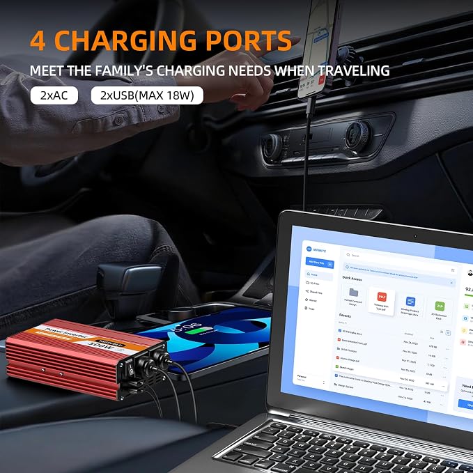 500W Power Inverter DC 12V to 110V/120V AC Car Inverter - Image 2