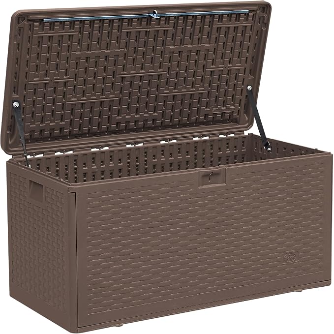Premium Pro Edition 73 Gallon Lockable Resin Deck Box, Waterproof & by Home