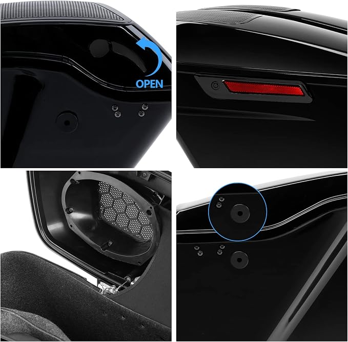 XFMT Motorcycle 5" Stretched Hard Saddlebags W/ 6 x 9 Inches Speaker Lids - Image 3