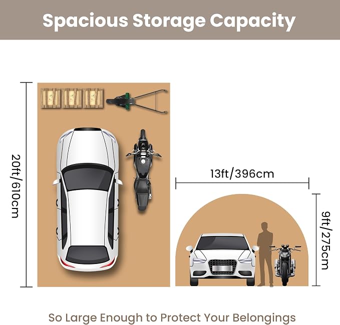 SUNBURY Carport, Round Portable Garage, Outdoor 13x20 ft Heavy Duty Carport - Image 3