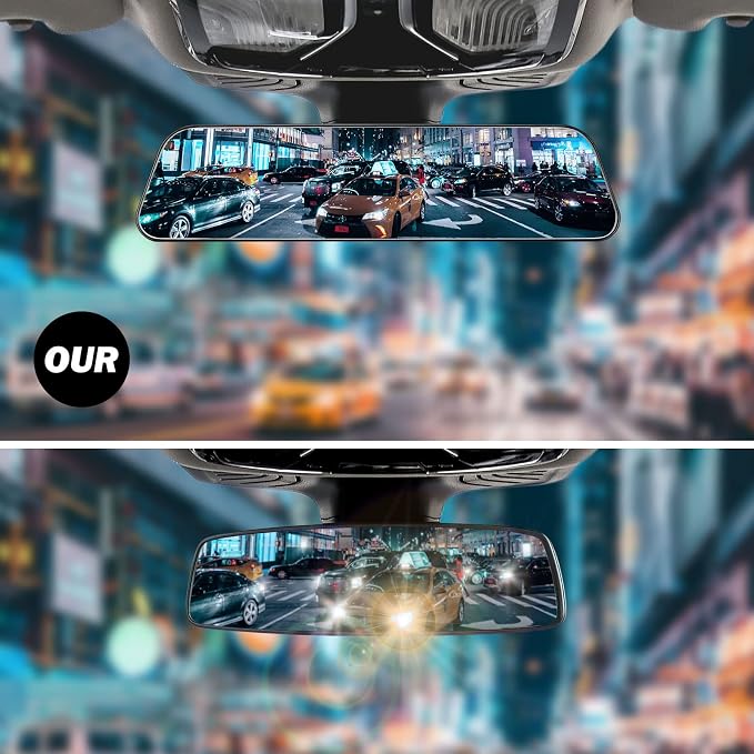 JOYTUTUS Rearview Mirror, 2 pack 12 Inch Panoramic Anti-Glare Clip-on Wide - Image 7