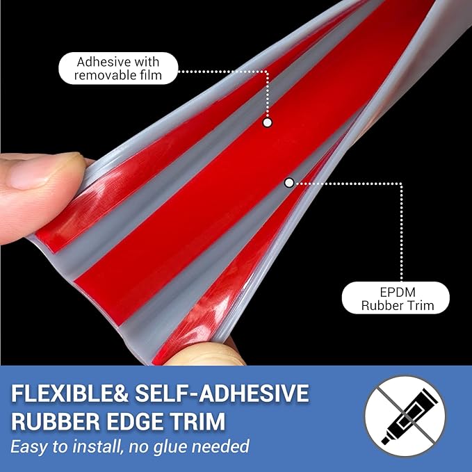 Rubber Edge Trim, Flexible Self Adhesive U Shaped Peel and Stick Edge Banding - Image 3