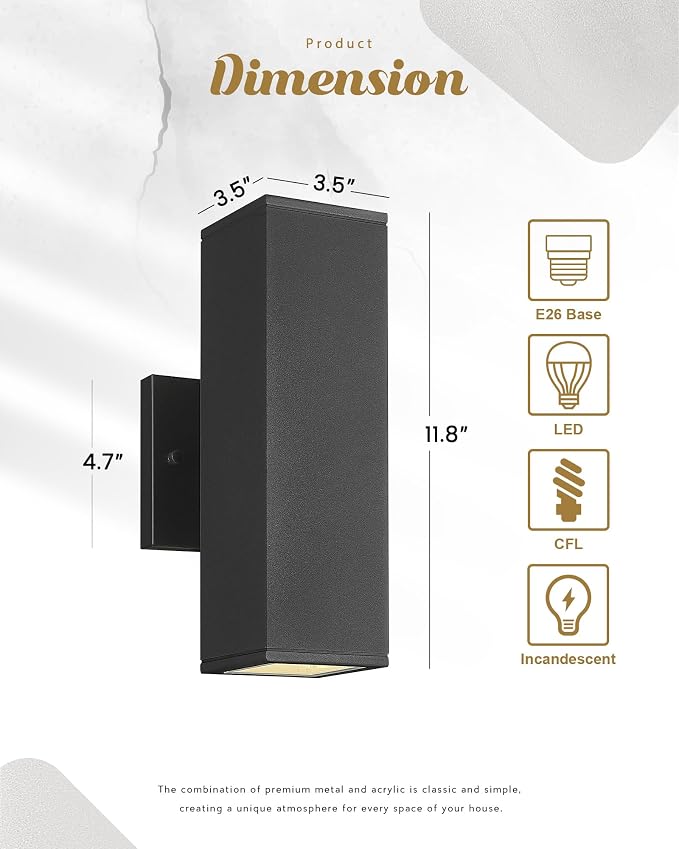 Ken & Ricky Outdoor Wall Lights, Modern Outdoor Light Fixture, Aluminum - Image 5