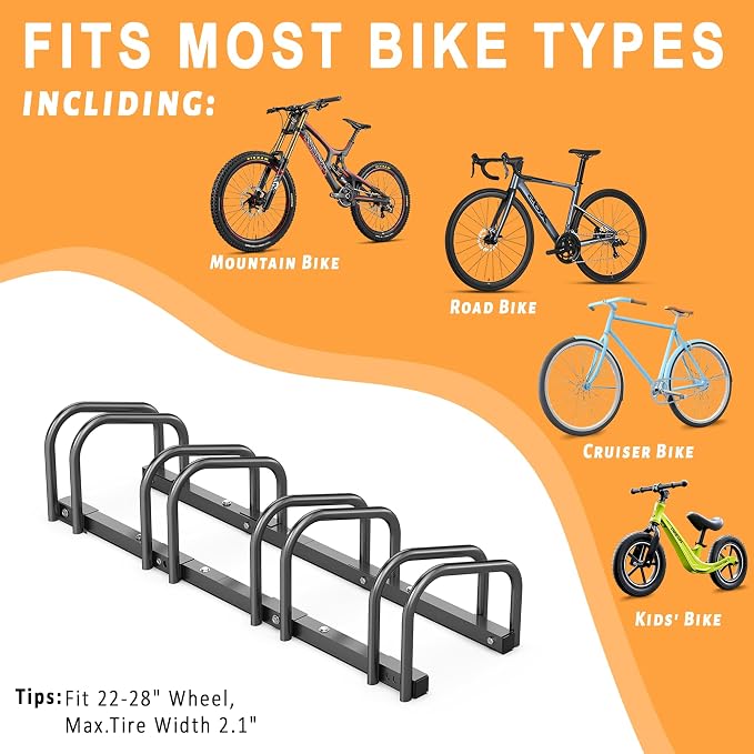 Ultrawall Bike Storage Rack for Garage, 4 Bikes Floor Bike Stand, Bicycle - Image 3