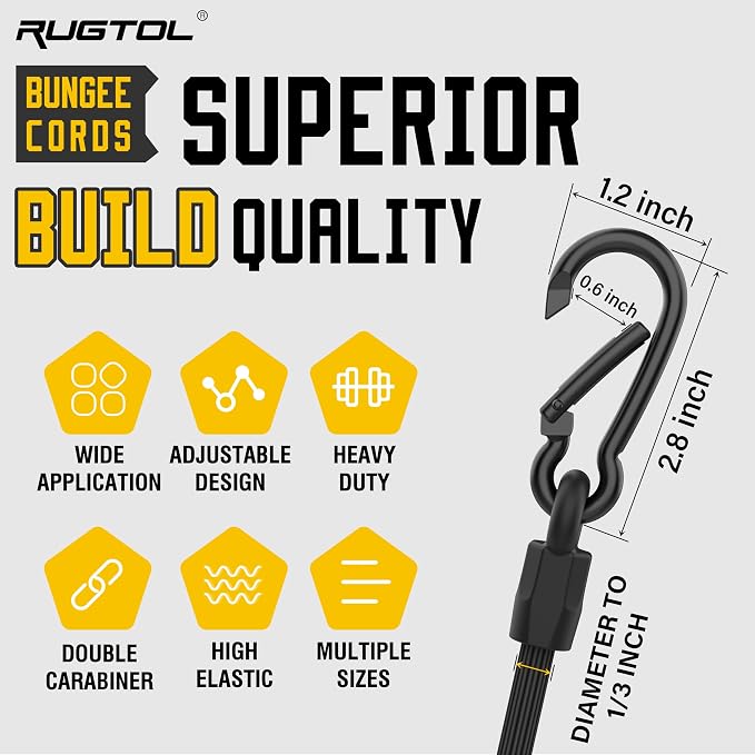 Bungee Cords with Hooks, Upgrade 12pcs Assortment Heavy Duty Outdoor with 48'' - Image 5