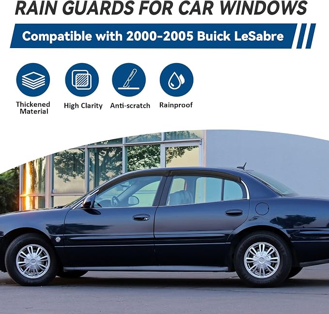 4pcs Front+Rear Smoke Tint Sun/Rain Guard Outside Mount Tape-On Vent Window - Image 2