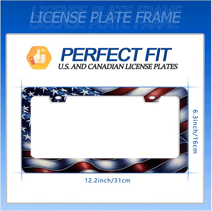 Personalised License Plate Frame American Flag USA License Plate Stainless - Image 7