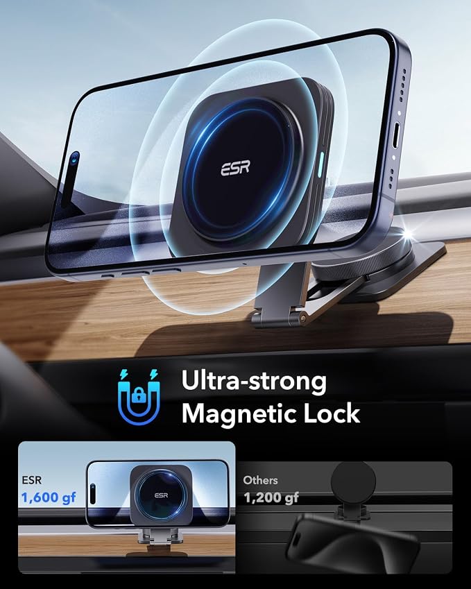 ESR for MagSafe Car Mount Charger, Foldable Dashboard Magnetic Wireless Car - Image 6