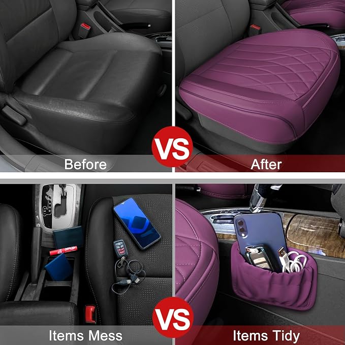 2 Pack Leather Front Car Seat Cover Bottom Car Seat, Universal Anti-Slip Driver - Image 5