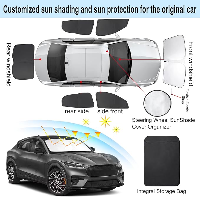 TINGLU Window Shades for Ford Mustang 2015-2023 Accessories Car Side Full - Image 3