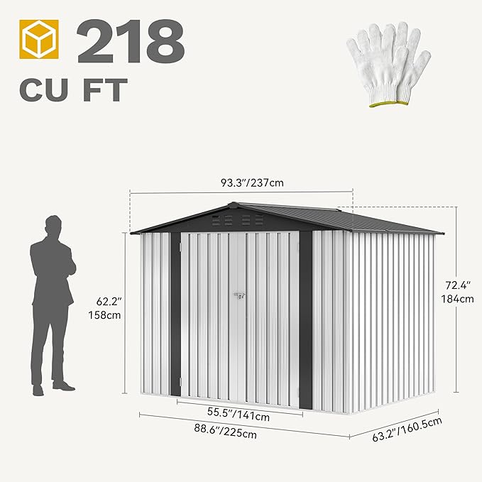 DWVO 8x6FT Outdoor Storage Shelter, Roomy Steel Tool Shed - Image 7