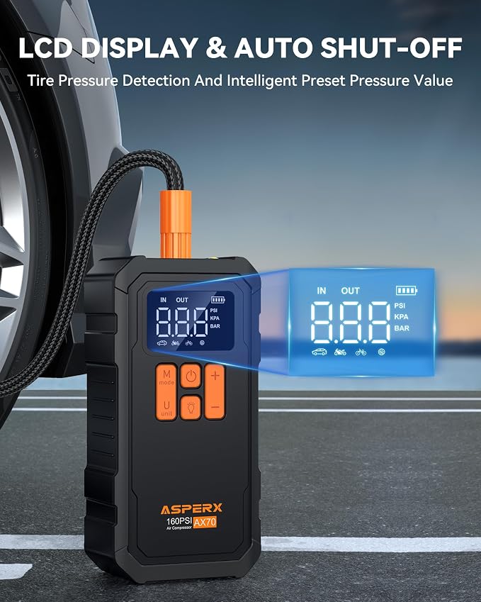 Tire Inflator Portable Air Compressor- 160PSI & 10000mAh Portable Air Pump - Image 4