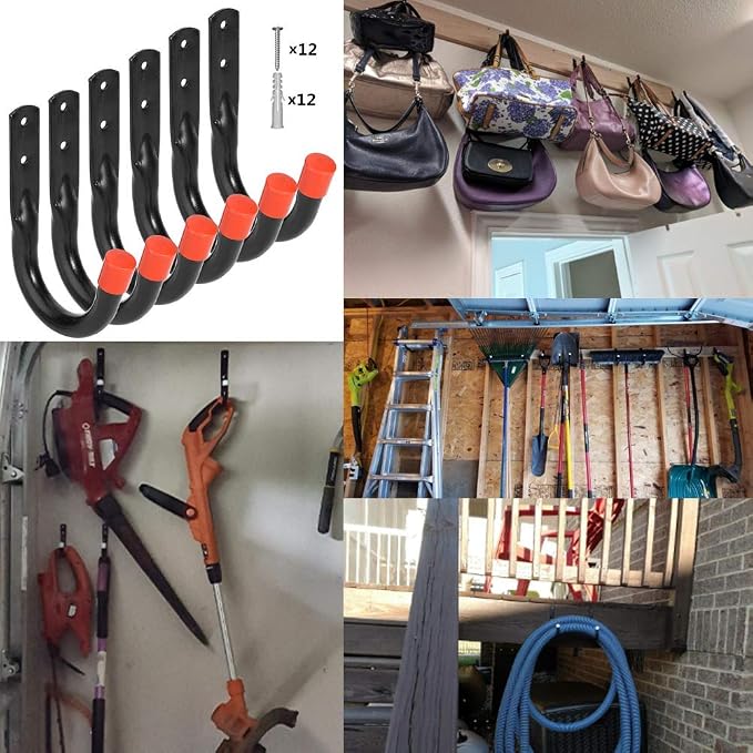 Wall Mount Utility Hooks Heavy Duty Steel Garage Storage Hanger Multi-Tools - Image 2
