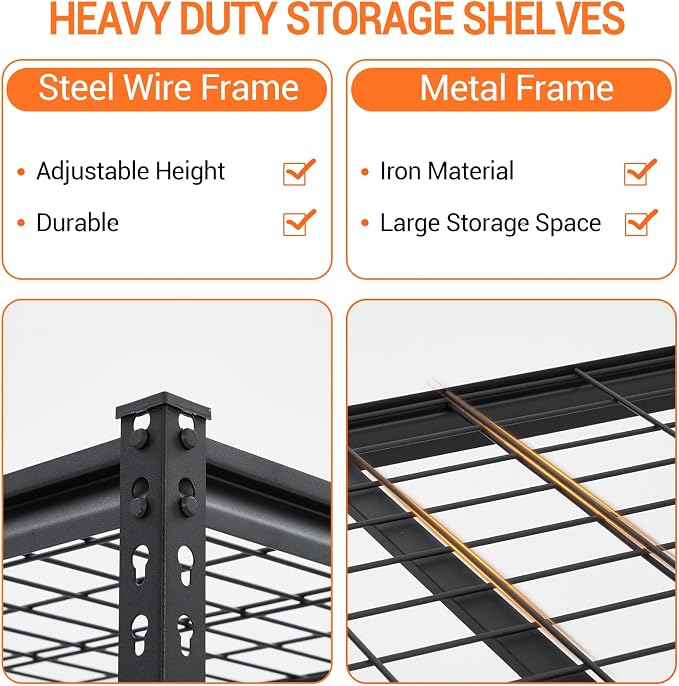 400LBS Storage Shelves，71" H x 48'' W x 24" D Storage Shelves, 5-Tier - Image 5