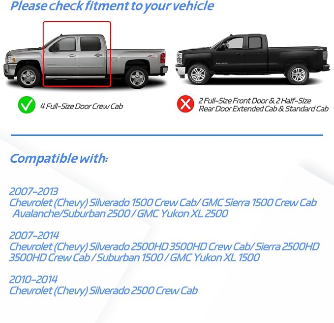 in-Channel Rain Guards Fit for 2007-2013 Chevy Silverado/GMC Sierra - Image 2