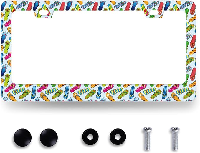 Flip Flops License Plate Frame Beach License Plate Holder Stainless Steel by RNKATIH