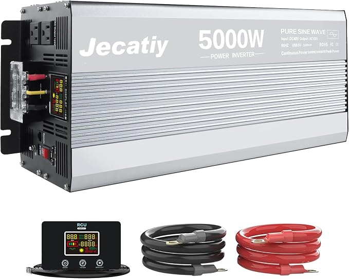 5000 Watt Pure Sine Wave Power Inverter DC 48V to 110V/120V AC Converter by Jecatiy