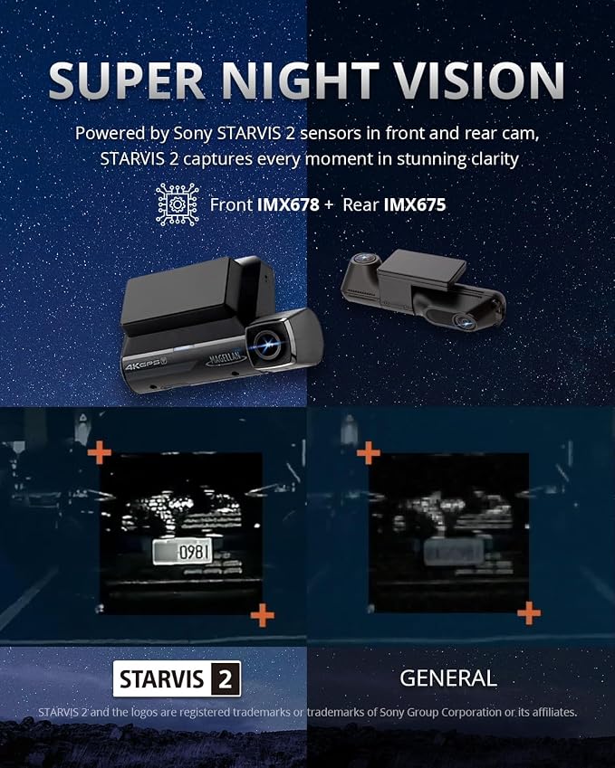 MAGELLAN 3 Channel 4K Dash Cam for Cars, 4K Front + 2K Wide Angle + 2K Rear - Image 4