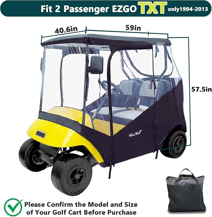Golf Cart Enclosure Fit for EZGO TXT EZGO RXV 2 Passenger 2-Person Seaters - Image 3