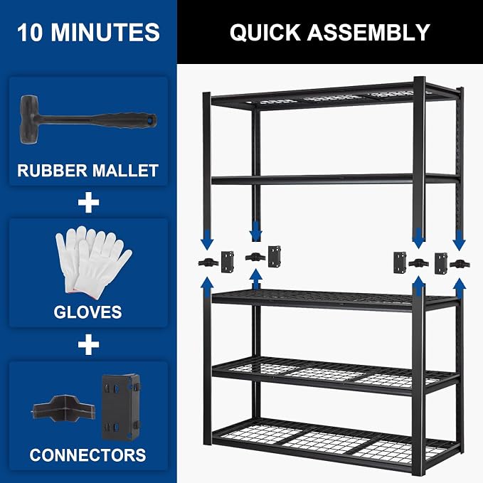 BILT HARD 48" W x 24" D Garage Shelving 3500 LBS, Industrial 5-Tier Heavy Duty - Image 7